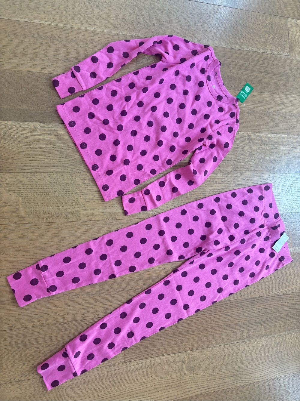 GAP NWT Girl’s Pink Long Sleeve Polka Dot Pajama Set - Size 8